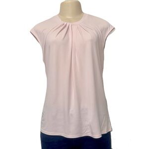 Liz Claiborne Pink Pleated Cap Sleeve Blouse Size M